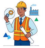 Ilustração de empresa e setor produtivo